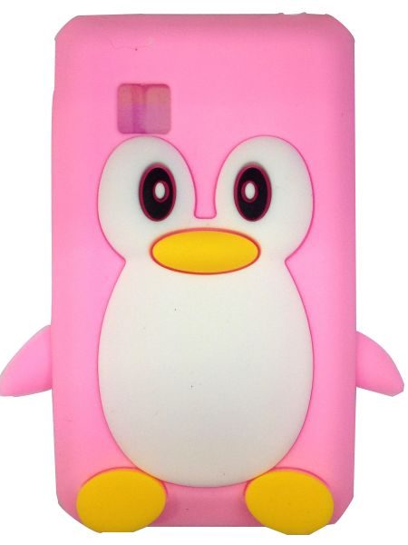 Capa Emborrachada rosa - LG T375 - Pinguim